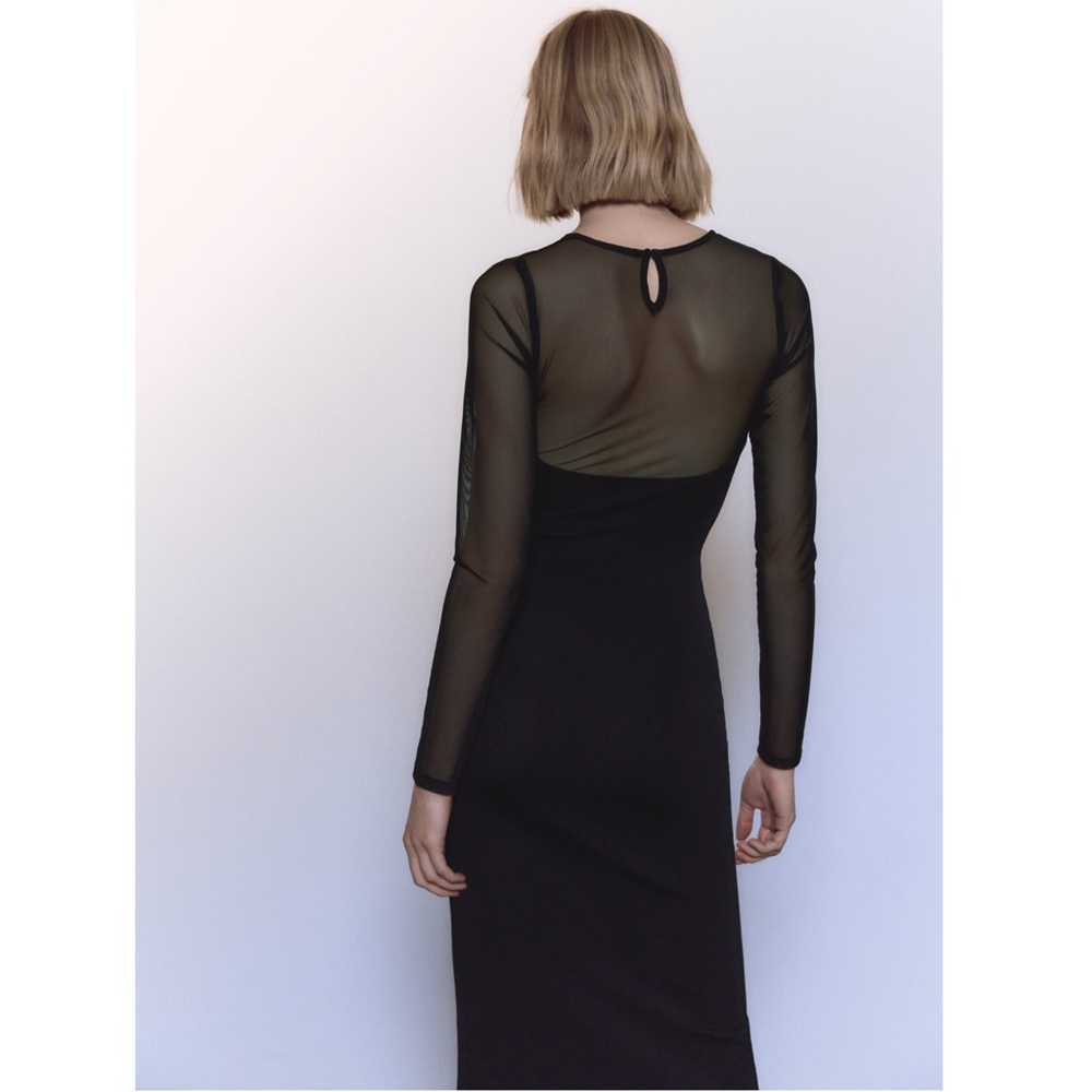 Zara SEMI-SHEER DETAIL KNIT DRESS - Picture 6 of 16